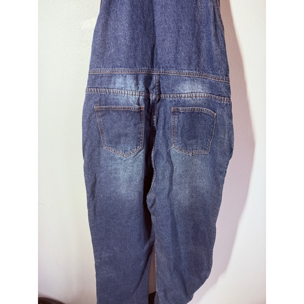Misslook Womens Denim Overalls 3XL Painted Floral Wide Leg Boho Artsy Retro - Picture 10 of 15